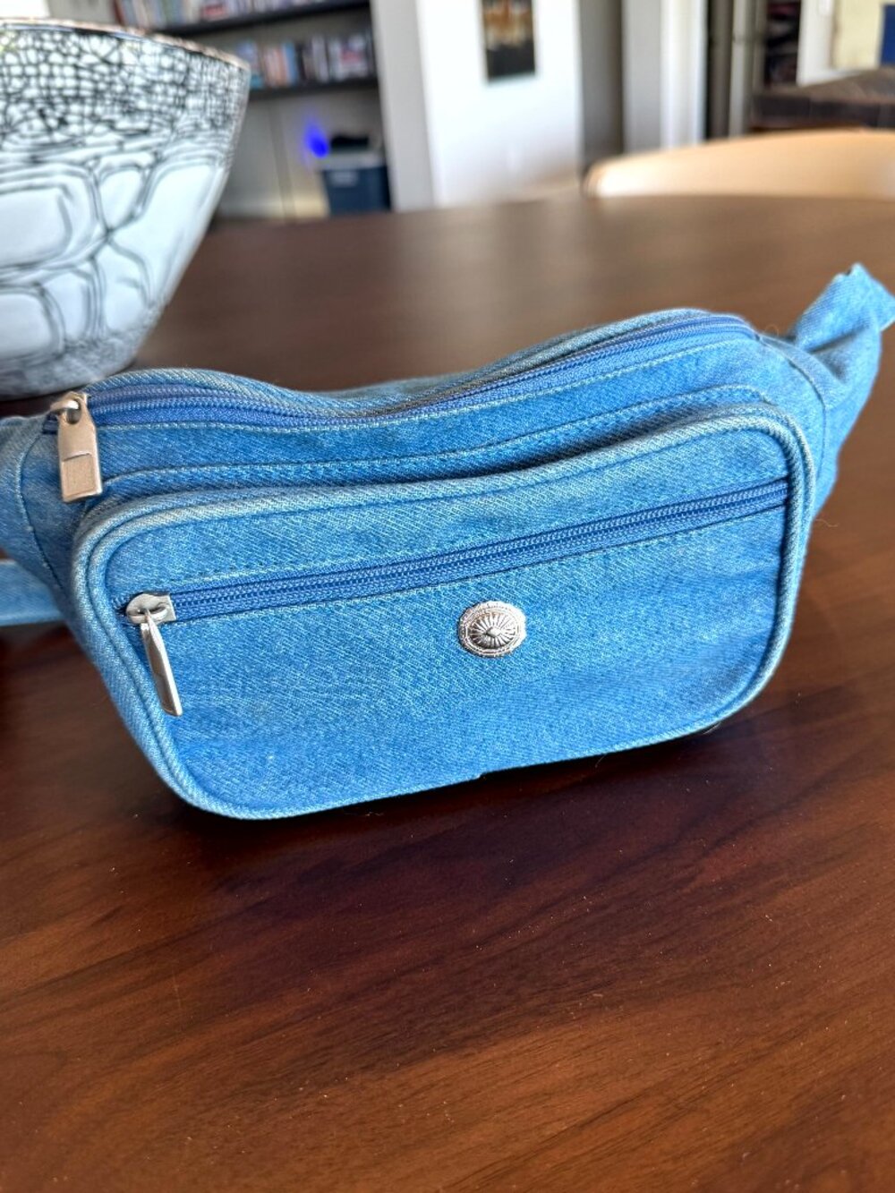 Denim Fanny Pack Belt Bag Crossbody Blue Jeans Waist Festival Pouch Vintage